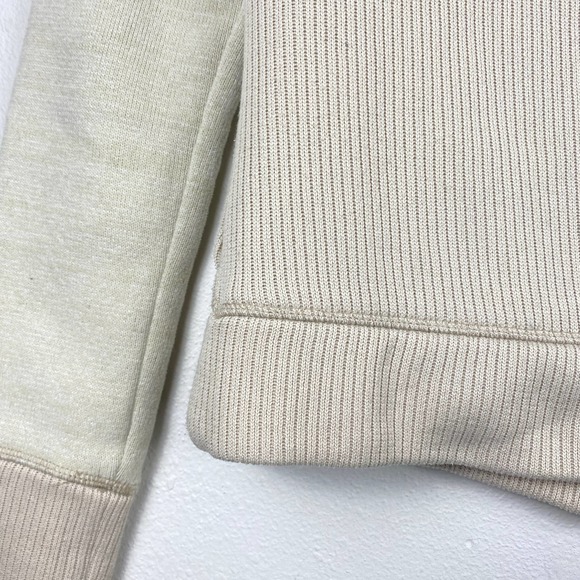 PrAna Tobi Full Zip Sweater Two Tone Cream Beige Pockets Ribbed Knit Women L - Picture 12 of 13
